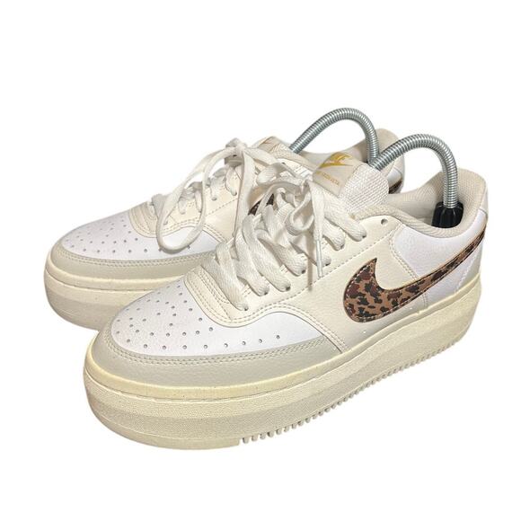 Nike Court Vision Alta Leopard Swoop Leather Lace-Up Sneakers Womens Size 10‎ - Picture 1 of 7